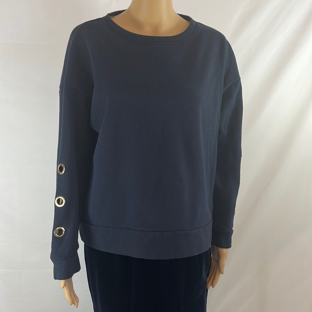 Tommy Hilfiger Blue Size Medium Sweatshirt.. Gold Eyelet details on sleeves
